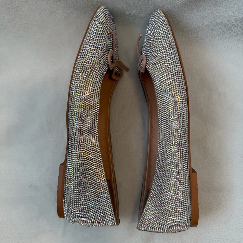 EUC Matisse Roxy Rhinestone Square Toe Ballet Flats Crystal Sparkle Party Shoes - Picture 10 of 12